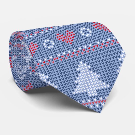 Motif de tricot de Noël Bleu ネクタイ (ロール)