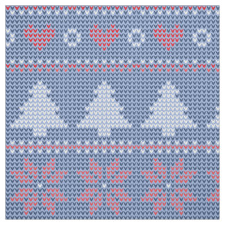 Motif de tricot de Noël Bleu ファブリック
