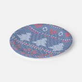 Motif de tricot de Noël Bleu ペーパープレート (アングル)