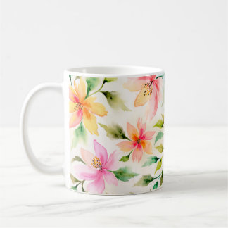 Motif floral style peinture aquarelle コーヒーマグカップ