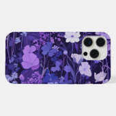 Motif floral violet délicat 🌸 sur fond sombre iPhoneケース (裏面横)