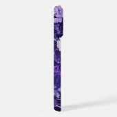 Motif floral violet délicat 🌸 sur fond sombre iPhoneケース (右側面)