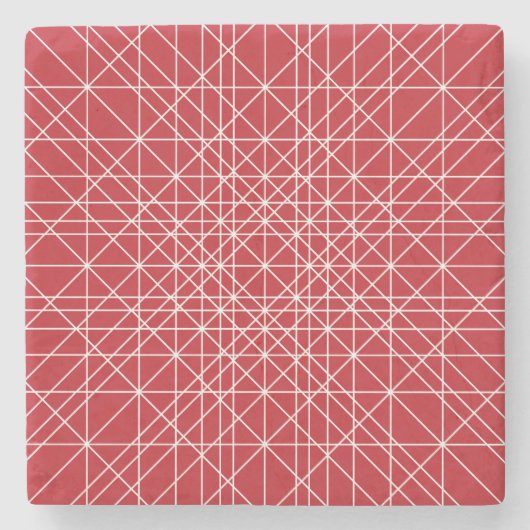 Motif Géométrique Miroku Rouge et blanc ストーンコースター (正面)