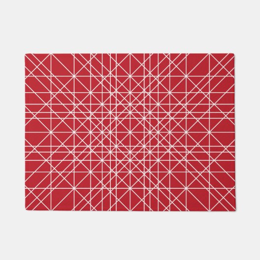 Motif Géométrique Miroku Rouge et blanc ドアマット (正面)