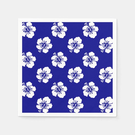 Motif Hawaïen Hibiscus Bleu et blanc スタンダードカクテルナプキン (正面)