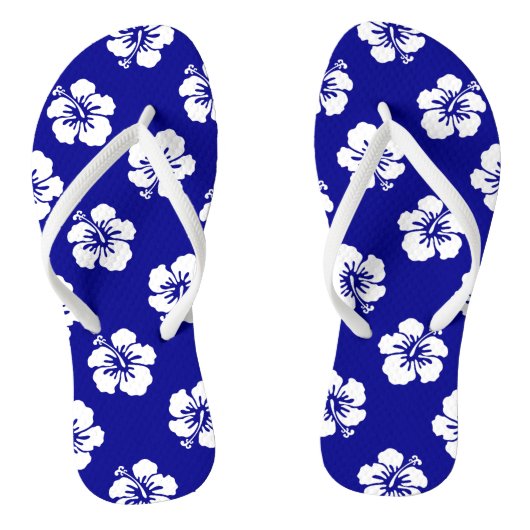 Motif Hawaïen Hibiscus Bleu et blanc ビーチサンダル (ソール)