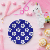 Motif Hawaïen Hibiscus Bleu et blanc ペーパープレート (パーティー)
