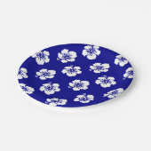 Motif Hawaïen Hibiscus Bleu et blanc ペーパープレート (アングル)