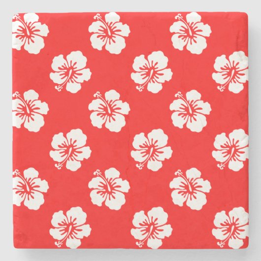 Motif Hawaïen Hibiscus Rouge et blanc ストーンコースター (正面)