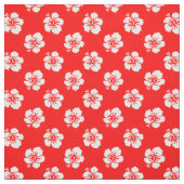 Motif Hawaïen Hibiscus Rouge et blanc ファブリック (見本)