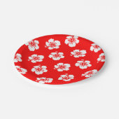 Motif Hawaïen Hibiscus Rouge et blanc ペーパープレート (アングル)