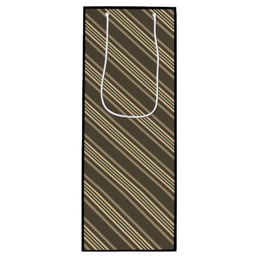 Motif lignes gris et sepia ワインギフトバッグ (正面)