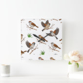 Motif marocain d'Oiseaux de Bruges スクエア壁時計 (ホーム)