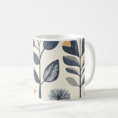 🌿 Motif Nature Scandinave avec Oiseau 🐦 コーヒーマグカップ (正面右)
