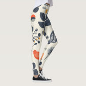 🌿 Motif Nature Scandinave avec Oiseau 🐦 レギンス (右)