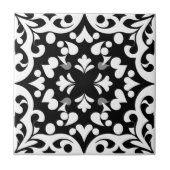 Motif noir sur fond blanc タイル (正面)