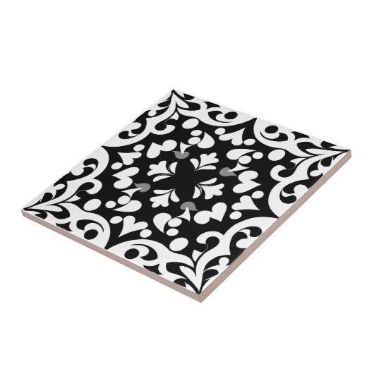 Motif noir sur fond blanc タイル (側面)