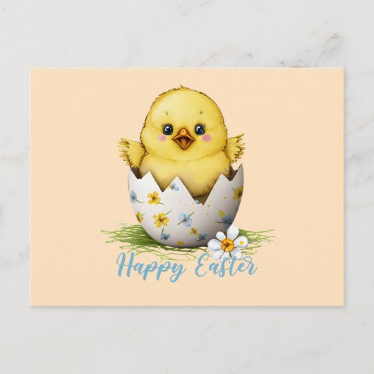 Motif Œufs de Pâques Poussin Éclosion Joyeuse ポストカード (正面)
