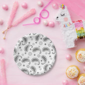 Motif Paisley Noir et blanc ペーパープレート (パーティー)