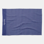 Motif Pois Blanc Bleu marine キッチンタオル (横)