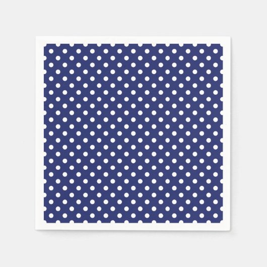 Motif Pois Blanc Bleu marine スタンダードカクテルナプキン (正面)