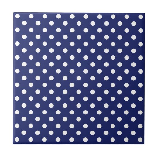 Motif Pois Blanc Bleu marine タイル (正面)