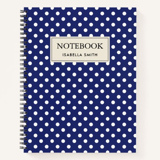 Motif Pois Blanc Bleu marine ノートブック (正面)