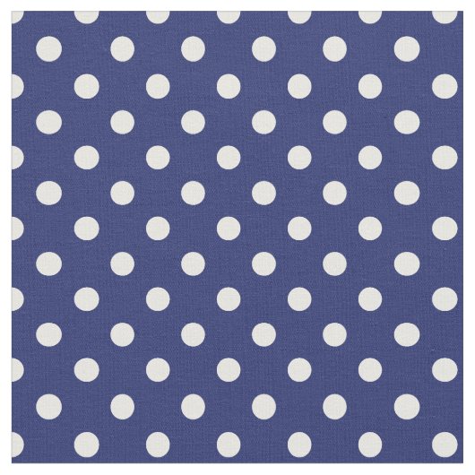 Motif Pois Blanc Bleu marine ファブリック (クローズアップ)