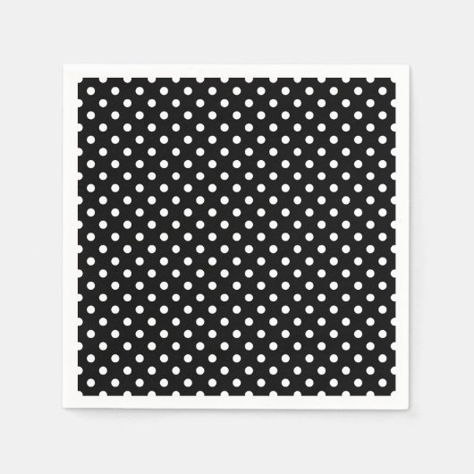 Motif Pois Blanc Noir et blanc スタンダードカクテルナプキン (正面)