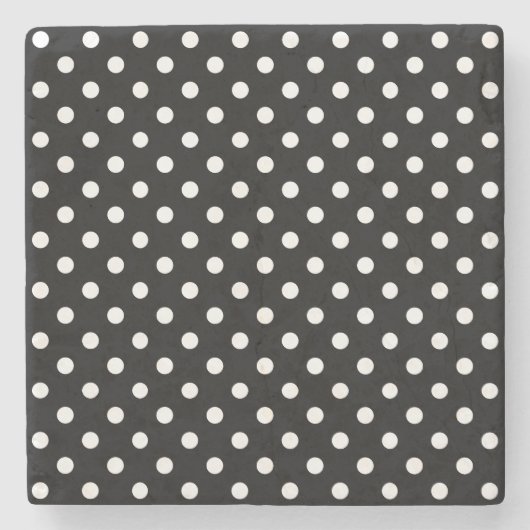 Motif Pois Blanc Noir et blanc ストーンコースター (正面)