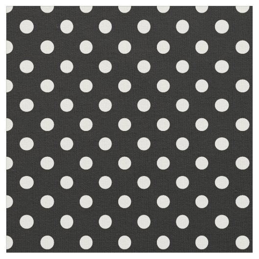 Motif Pois Blanc Noir et blanc ファブリック (クローズアップ)