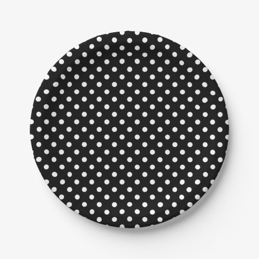 Motif Pois Blanc Noir et blanc ペーパープレート (正面)