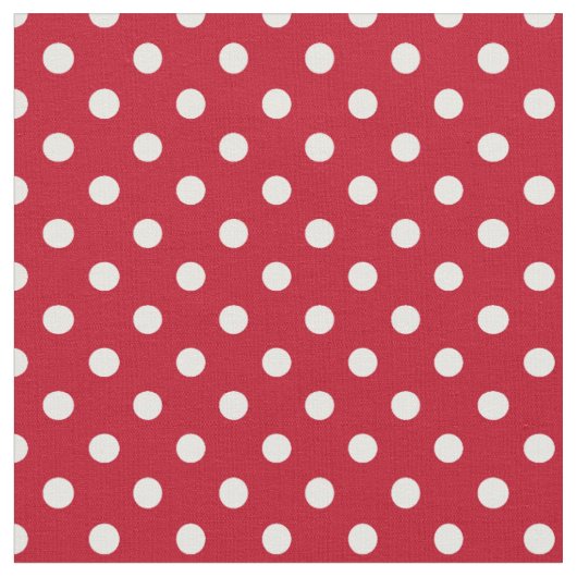 Motif Pois Blanc Rouge et blanc ファブリック (クローズアップ)
