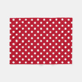 Motif Pois Blanc Rouge et blanc フリースブランケット (正面(横))