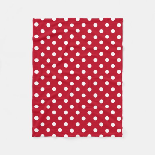 Motif Pois Blanc Rouge et blanc フリースブランケット (正面)