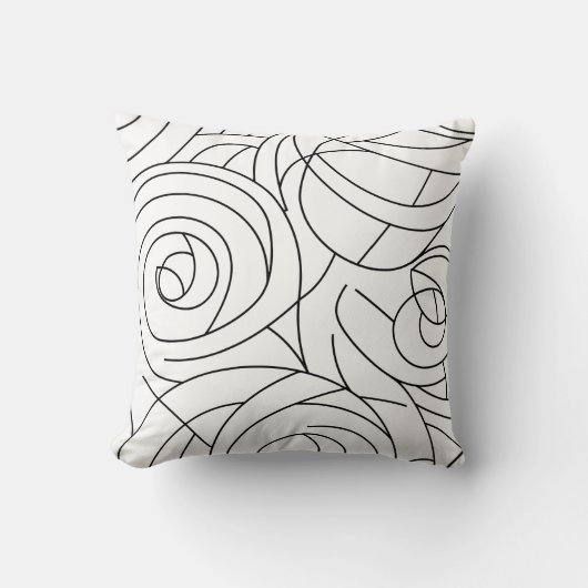 Motif Spirale Abstrait - Noir et Blanc Moderne クッション (正面)
