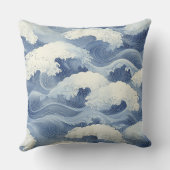 🌊 Motif Traditionnel Japonais de Vagues Bleues 🌊 クッション (裏面)