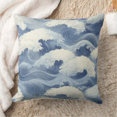 🌊 Motif Traditionnel Japonais de Vagues Bleues 🌊 クッション (ブランケット)