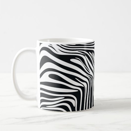 Motif zébré noir et blanc 🦓 コーヒーマグカップ (左)