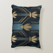 Motifs Art Déco Bleus et Dorés アクセントクッション (裏面(縦))