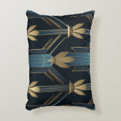 Motifs Art Déco Bleus et Dorés アクセントクッション (正面(垂直))
