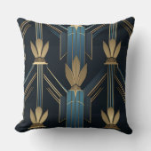 Motifs Art Déco Bleus et Dorés クッション (正面)