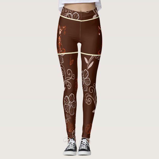 Motifs Chat Japonais & Chrysanthème レギンス (正面)