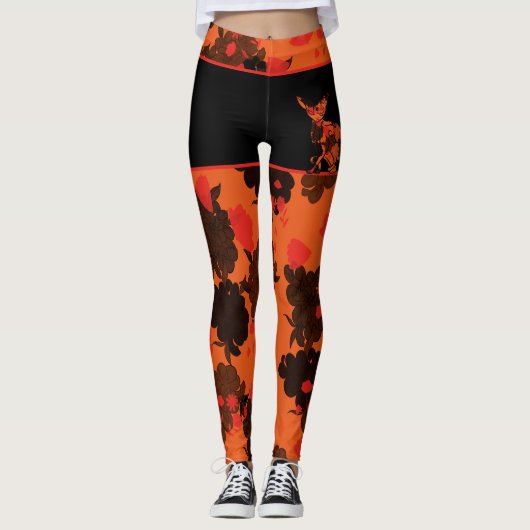 Motifs Chat Japonais & Chrysanthème レギンス (正面)