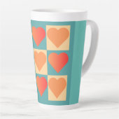 Motifs Dégradé oranges et bleu canard avec Cœurs カフェラテマグ (右アングル)