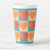 Motifs Dégradé oranges et bleu canard avec Cœurs カフェラテマグ (正面)