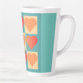 Motifs Dégradé oranges et bleu canard avec Cœurs カフェラテマグ (右)
