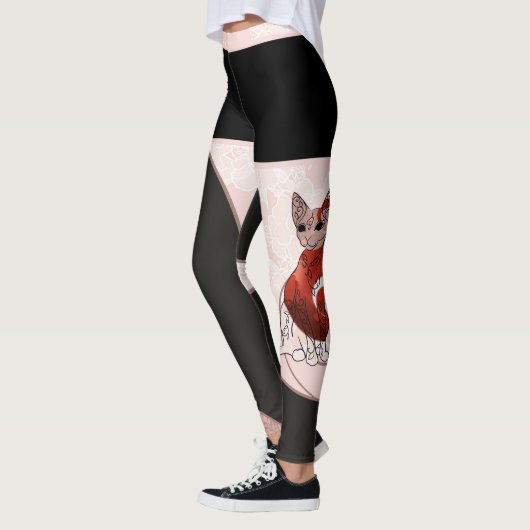 Motifs Floraux & Chat レギンス (左)