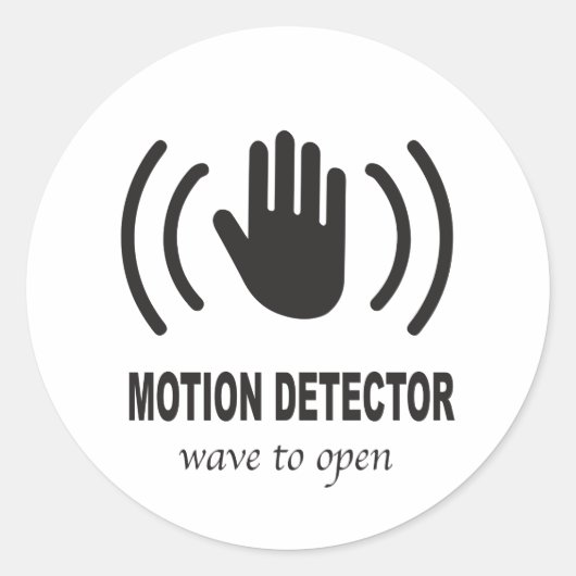 Motion Detector with hand Icon ラウンドシール (正面)