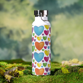 Motiv mit bunten Herzen mit plastischer Wirkung ウォーターボトル